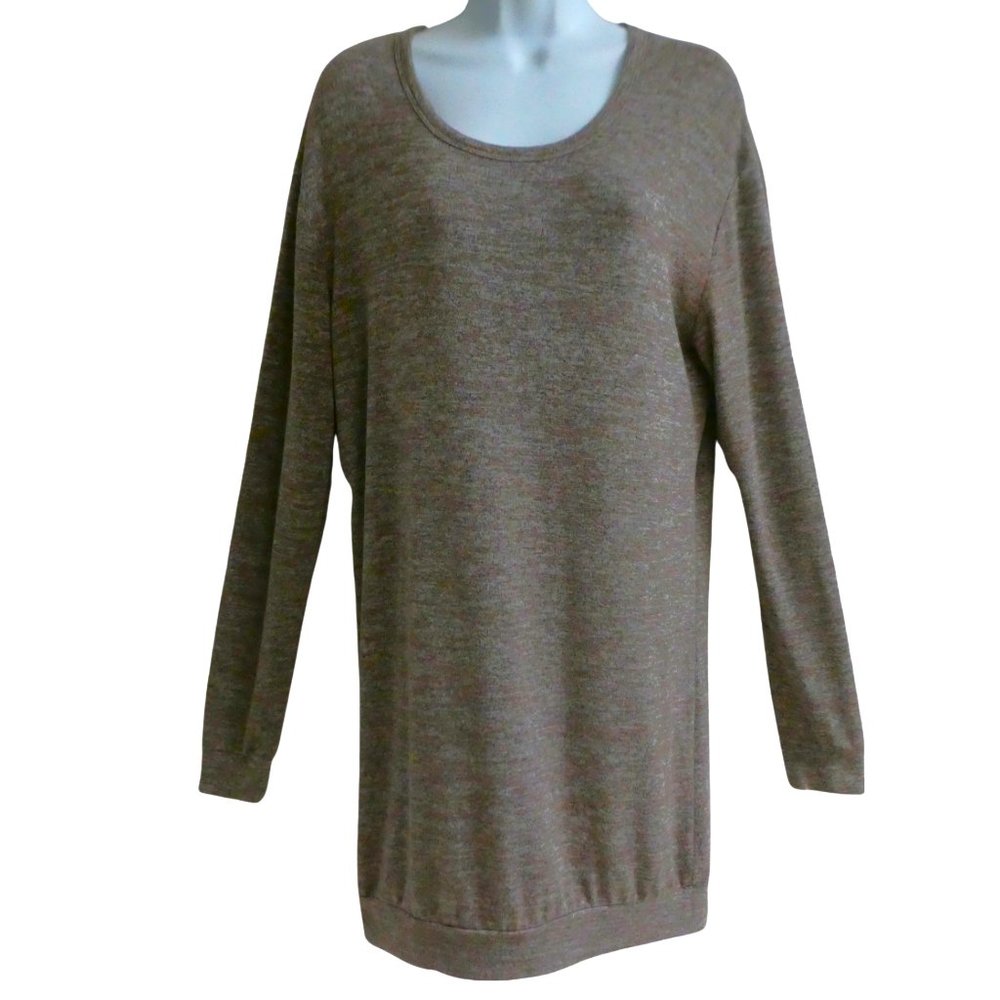 Wilfred Free Aritzia Tunic Dress Heather Brown Stretchy Knit Scoop Neck Lounge S
